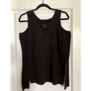 Express Cold Shoulder Black Sweater